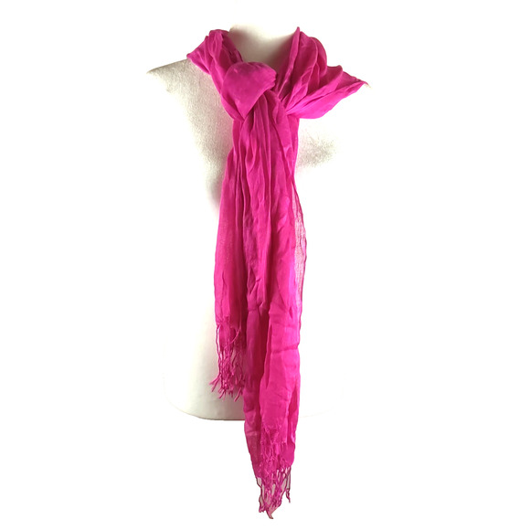Pink Scarf Fringe Rectangle 66" X 24 Lightweight - Picture 1 of 7